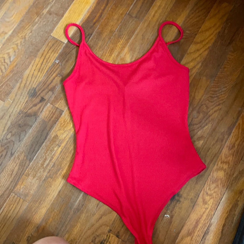 Forever 21 Ribbed Bodysuit - Red